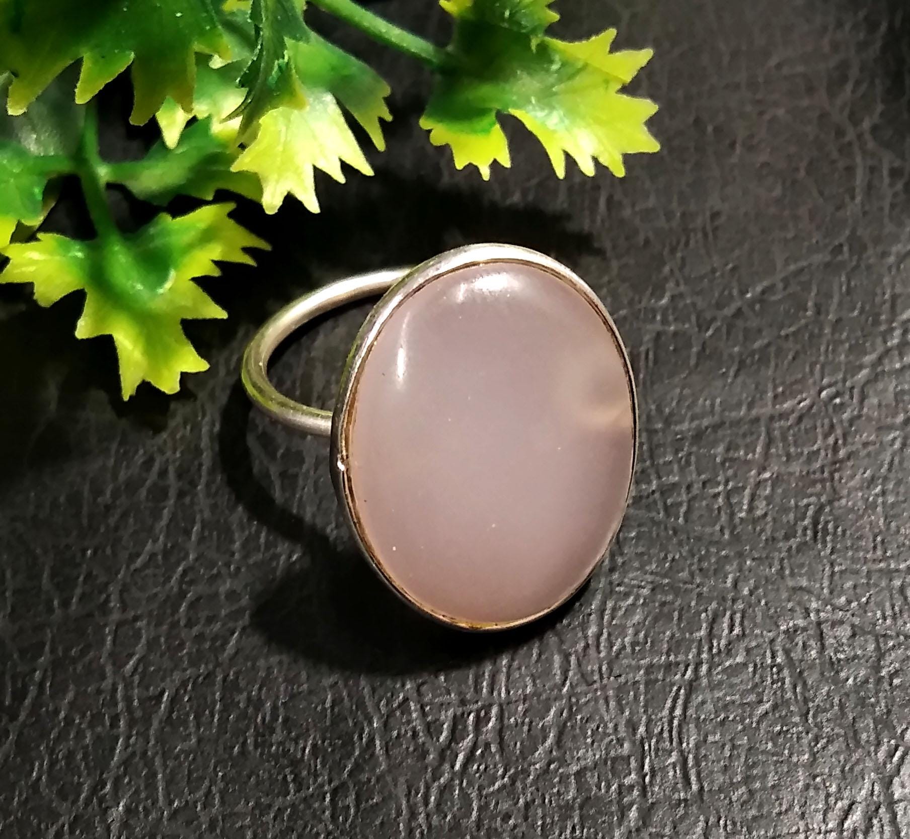 Rose Quartz  Gemstone Ring, 925 Sterling Silver Ring, Natural Rose Quartz Stone Size 21x16mm Handmade Statement Gift Birthday Ring